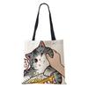 Холщовая сумка через плечо Мультяшный кот Женская Харадзюку Каваий Переработанная Большая вместимость Повседневная сумка 2022 Шопинг Складная сумка-тоут Сумка для книг KTY