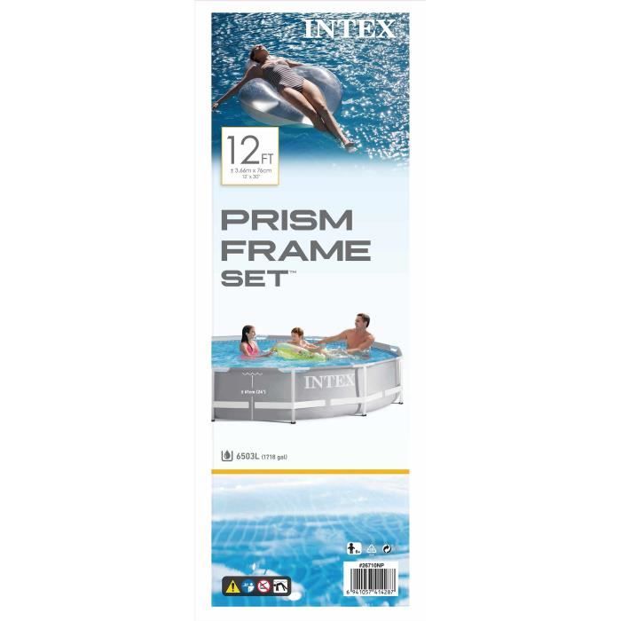 Piscine Tubulaire - INTEX - Prism Frame - Ronde - 366x76 - Acier et PVC laminé