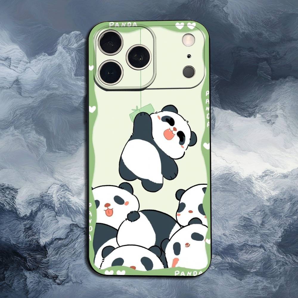 Мультяшный Милый Медведь Панда Чехол Для iPhone 15,17,16,12,14,13,11,Plus,Pro Max,XS,X,Mini,8,7,XR,SE,Мягкий Силикон Черный
