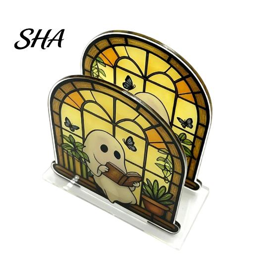 Kitchen Countertop Napkin Holder Holder, Ghost Halloween Theme, Transparent Acrylic Vertical Party Table Dispenser, for Dining Tables Bars Kitchens