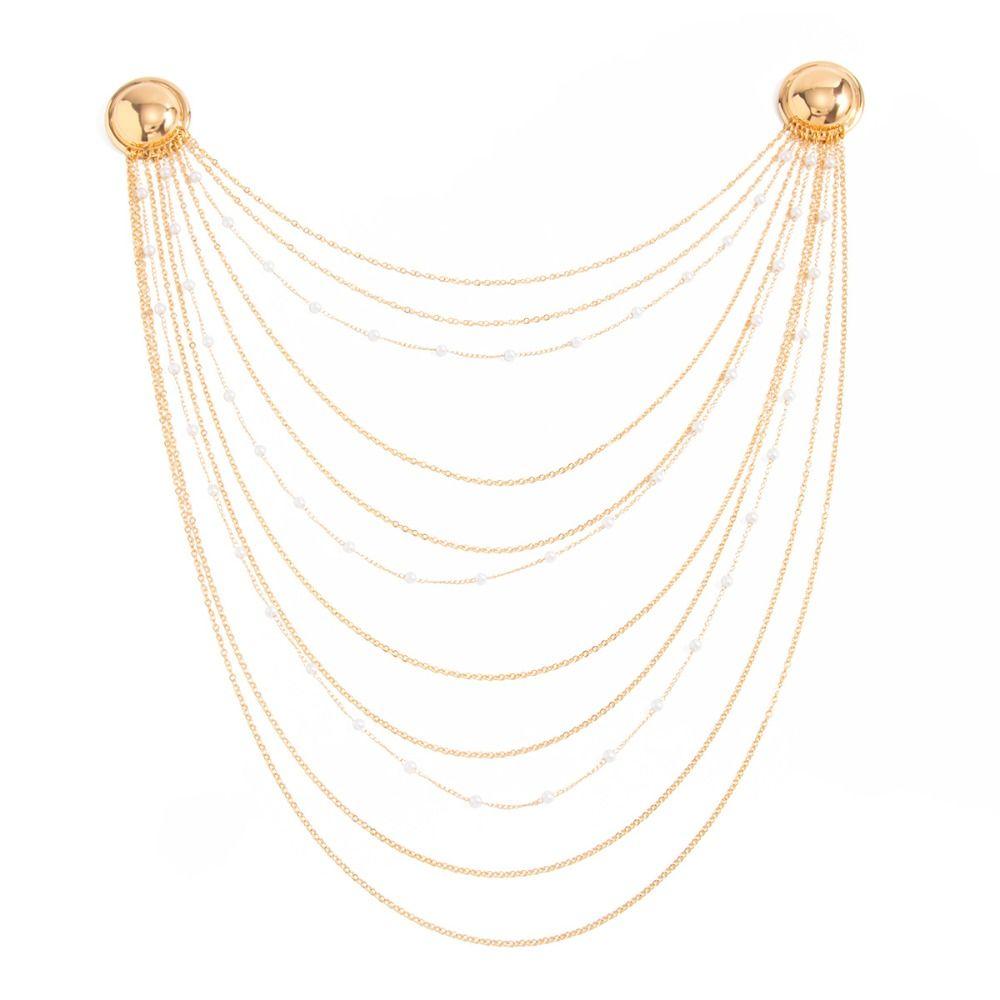 Geometric Tie Collar Needle Long Pins Clip Exquisite Multi-layer Chains Pin Women