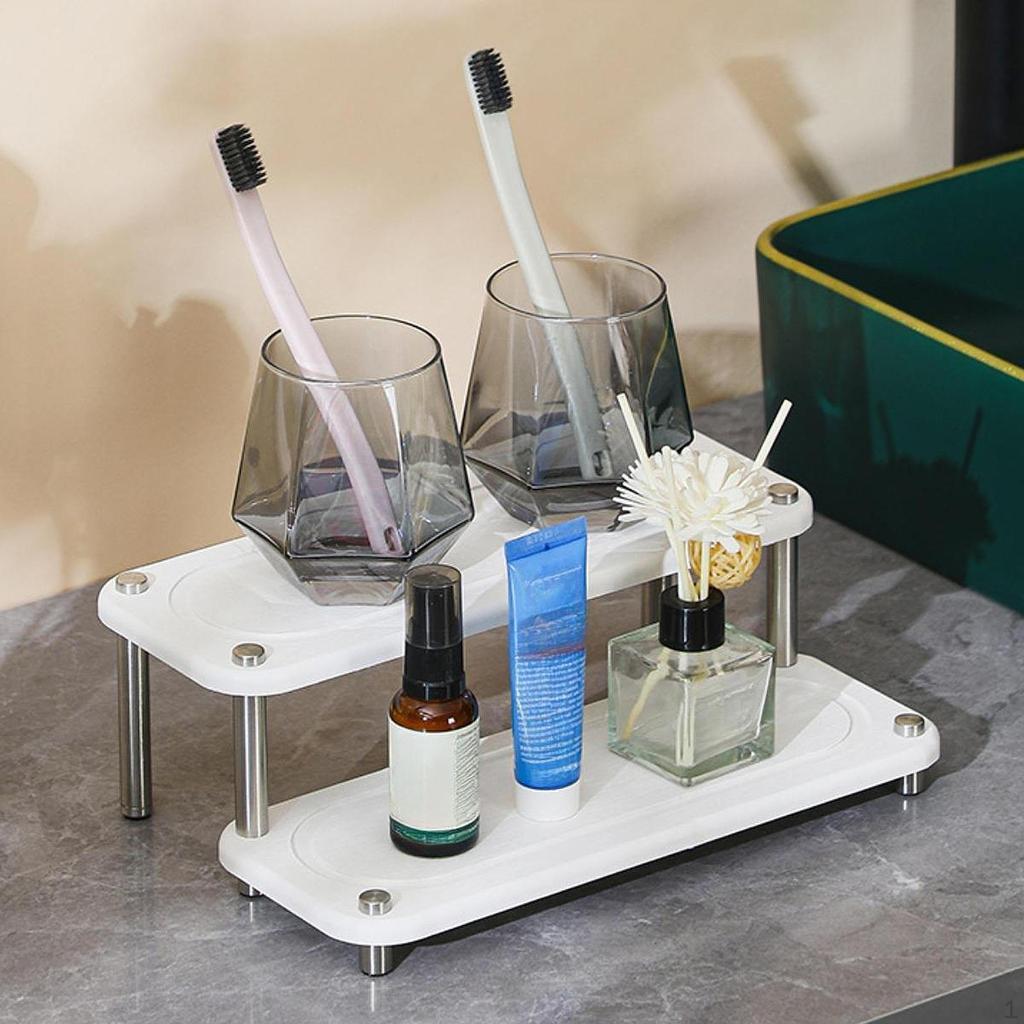 Bathroom Sink Organizer Tidy Container 2 Tier Decorative Fast Drying Tray