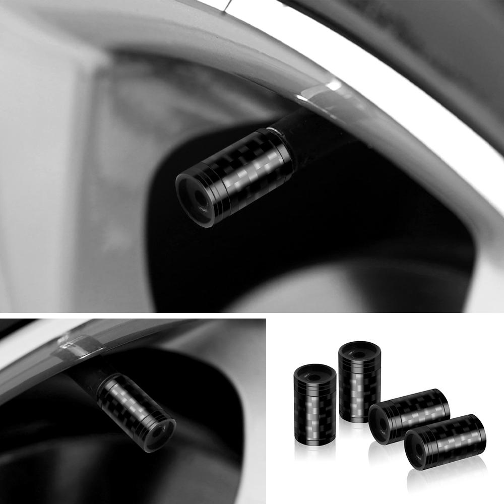 hjqcu2 1Set Aluminum Carbon Fiber Styling Anti-theft Auto Tire Valve Caps Wheel Tires Stem Airtight Covers For Tesla Model 3 Y X Z LOGO