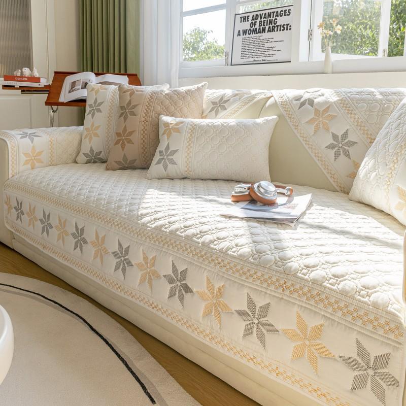Washed Cotton Sofa Cushion Summer Light Luxury American Bohemian Non-Slip Fabric Cover Towel Seat Cushion Cover