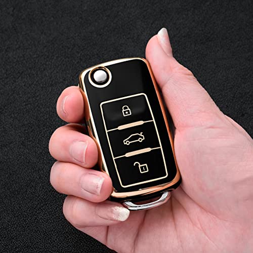 Чехол для ключа Volkswagen OATSBASF, чехол для ключа VW, высококачественный ТПУ, предотвращает попадание грязи, скольжение и появление царапин, подходит для Golf 4, 5, 6, Polo, Passat, B5, B6,