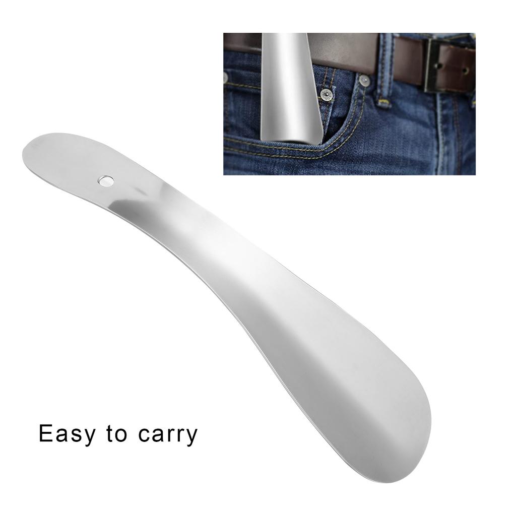 Men Women Stainless Steel Shoe Horn Daily Travel Portable Seniors Metal Shoehorn 17.5cm
