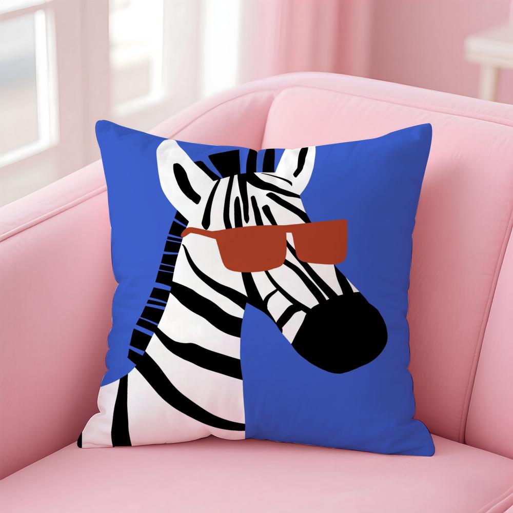 Funny And Fun Pictures Of Happy Animals Cushion Cover Linen Pillowcase Cover Soft Decor for Sofa Home Room