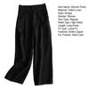 Women Pants High Waist Button Zipper Fly Casual Trousers Solid Color Straight Wide Leg Leisure Long