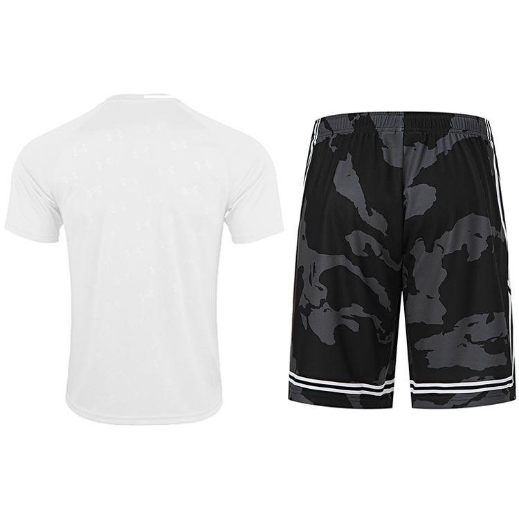 Under Armour Футболка с коротким рукавом и принтом логотипа, дышащая, трикотажные шорты с камуфляжным принтом, повседневный спортивный комплект, комплекты унисекс 21500531-100+24500210-001