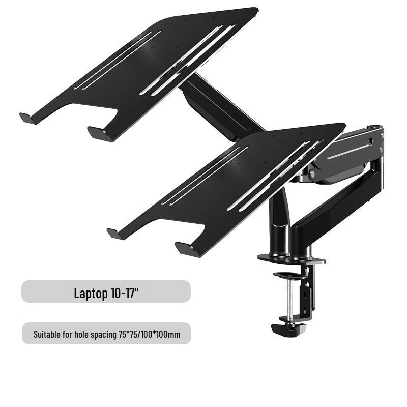 No-Drill Dual Screen Desktop Monitor Stand with Pneumatic Retractable Arm