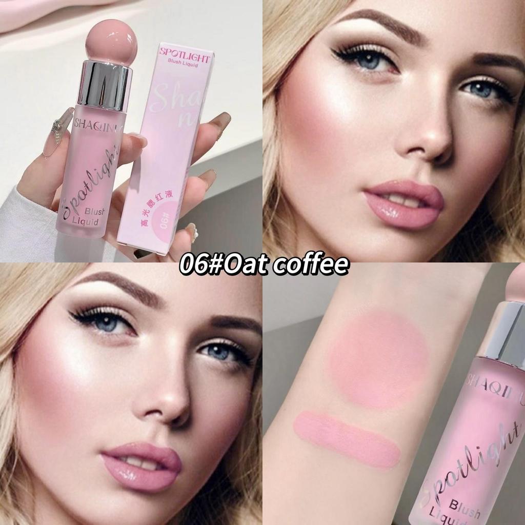 SHAQINUO Сияющие жидкие румяна и хайлайтер дуо 12ч сияние росы Легкий водно-гелевый Наслаиваемый Зеркало