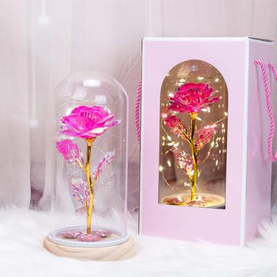 Сохраненная роза в куполе со светодиодной подсветкой, искусственный вечный цветок розы, подарки для нее, для мамы
