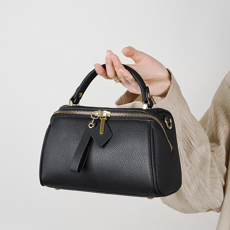 Leather Temperament Women's Bag Retro Simple Classic Boston Tote Leather Diagonal Shoulder Bag