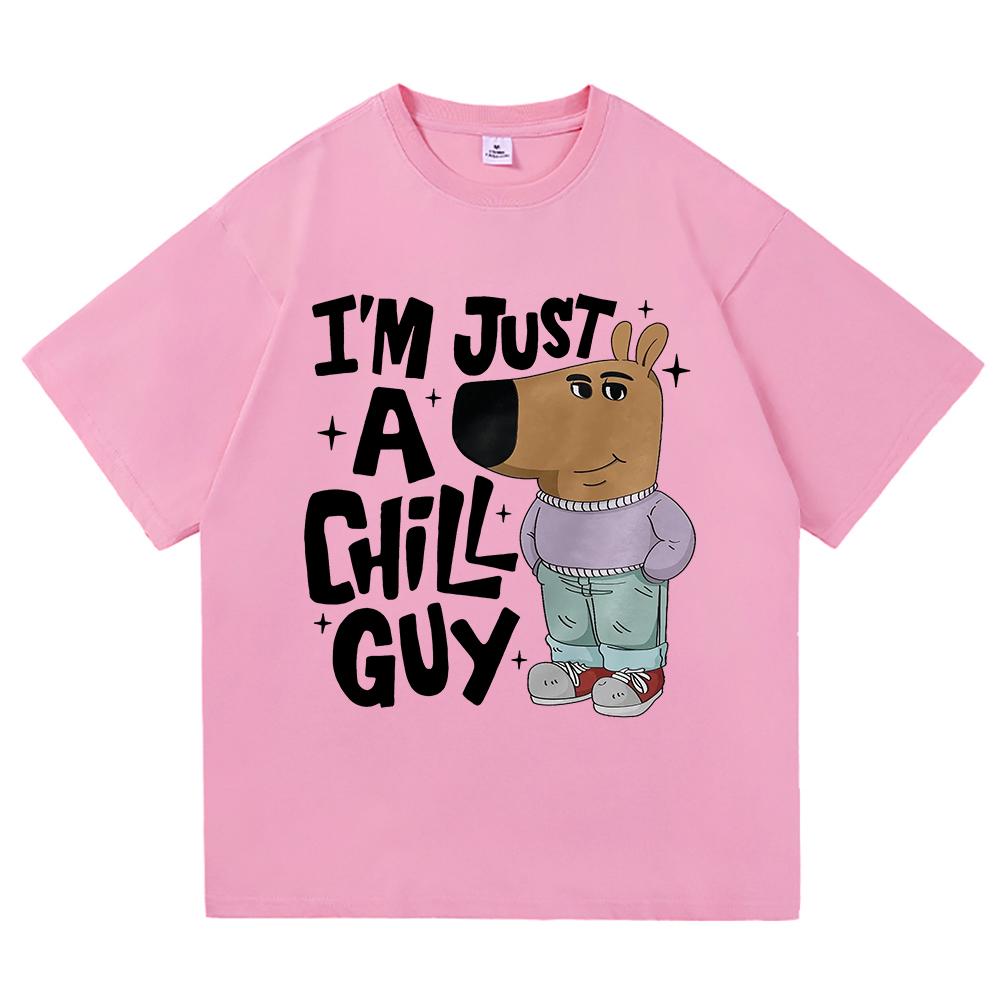 Я просто расслабленный парень Футболки Летняя мода Мужская/Женская Эстетичная Смешная Милая Футболка Высокое качество Мультяшная Винтажная Хлопковая Футболка