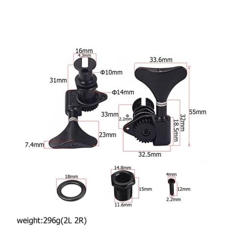 Black 2R2L Ukulele Tuning Pegs Machine Heads Replacement for Ukulele Guitar