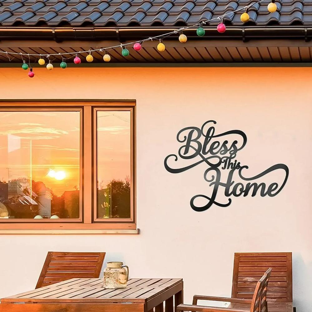 18”X13” Металлический настенный трафарет Bless This Home Decor - Элегантные знаки для украшения гостиной - Идеально подходит для добавления нотки благословения