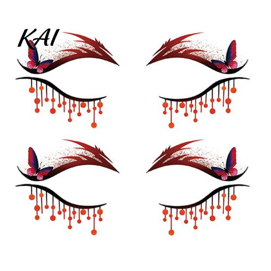 Non Residue Face Stickers 2 Pairs Halloween Eye Tattoo Stickers, Waterproof Temporary Decals with Water Transfer Skin Pumpkin Bat Spider Web,