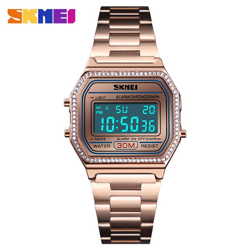 Moment Beauty Skmei Multi-functional Exquisite Stone Watch Female, European and American Hot-selling Waterproof Leisure Electronic Watch Female