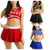 Women's Schoolgirl Uniform Cheerleading Costumes Sleeveless Top with Mini Skirt Set