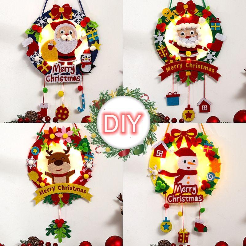 1/3PCS Christmas Glowing Flower Ring Pendant Handmade DIY Ornament Creative Decoration for Kindergarten Party Kids Holiday Decor