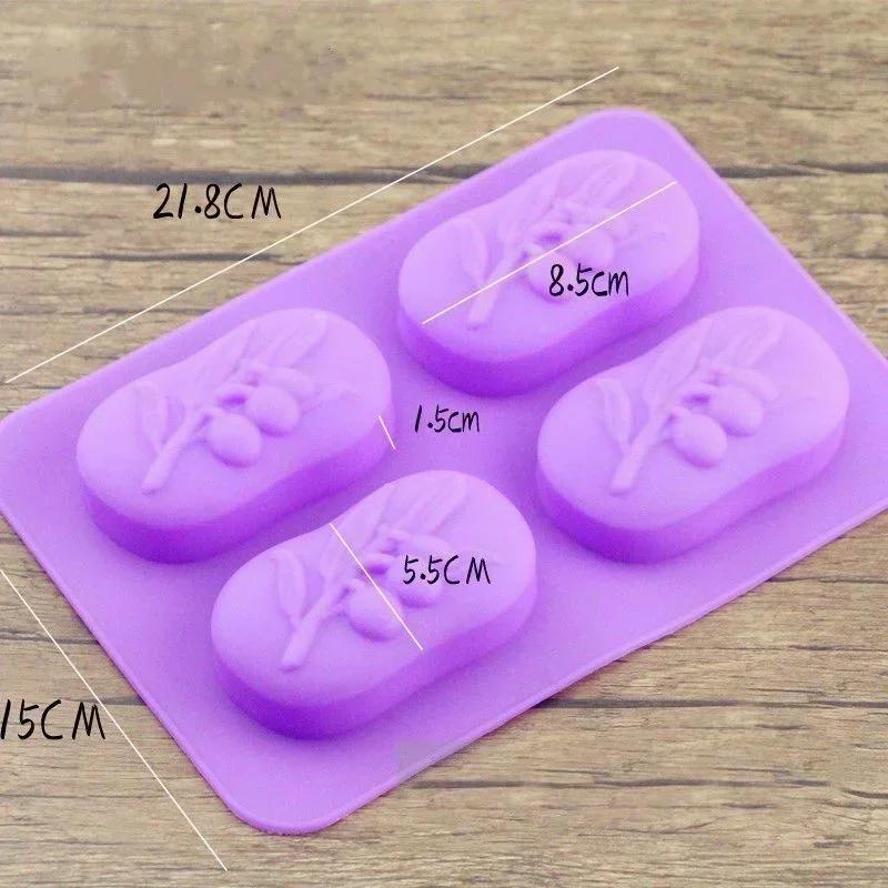 1 Pcs 4 Cavities Oval Olive Tree Silicone Soap Mold DIY Candle Soap Making Kits Handmade Cake Decorating Tools Home Decor Baking