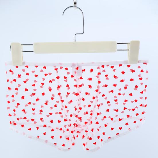 Yousheng Мужское боксерское нижнее белье Эластичное Средняя посадка Перспективный Дизайн с полой сеткой Трусы-боксеры с рисунком сердечек Юбилейный подарок