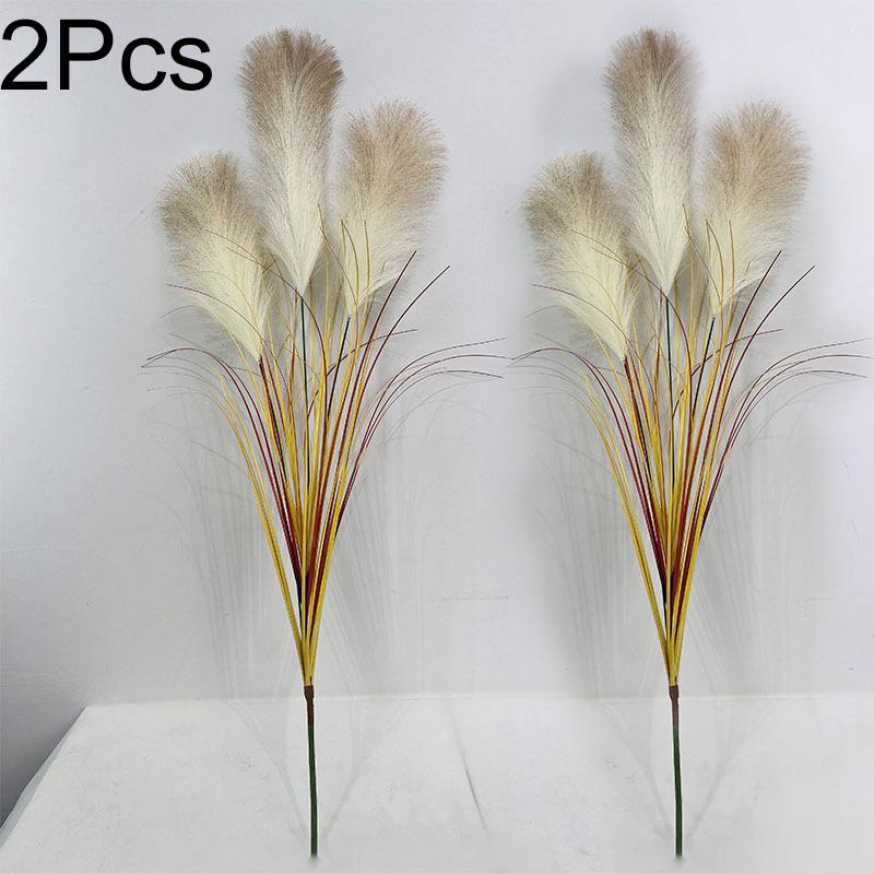 2 пучка шелковистой луговой травы 80 см, искусственные кустарники, всесезонное использование в помещении/на улице, большой букет тростника, декор для дома и сада, искусственные растения