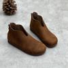 Autumn Vintage Handmade Leather Ankle Boots Round Head Flat Soft Cowhide Casual Women's Shoes