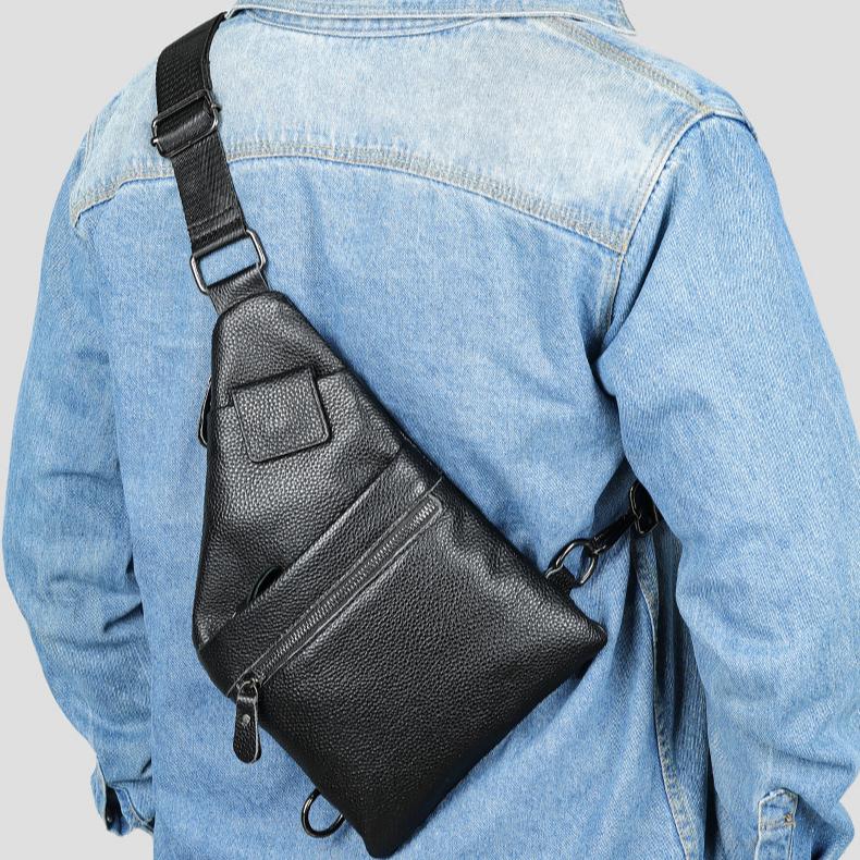 Мужская нагрудная сумка из натуральной кожи, сумка через плечо из коровьей кожи, нагрудная сумка