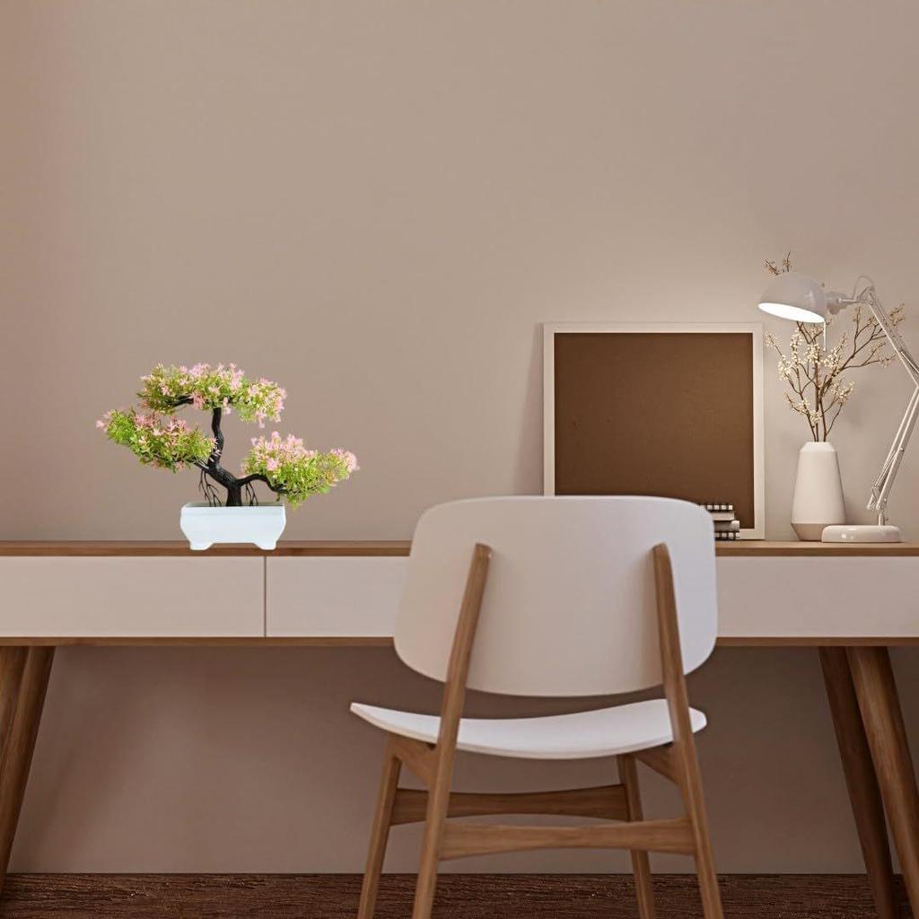 1 шт. Искусственный маленький цветок бонсай с дизайнерским горшком | Реалистичный вид — не требует ухода | Цветочный горшок для домашнего декора Последние