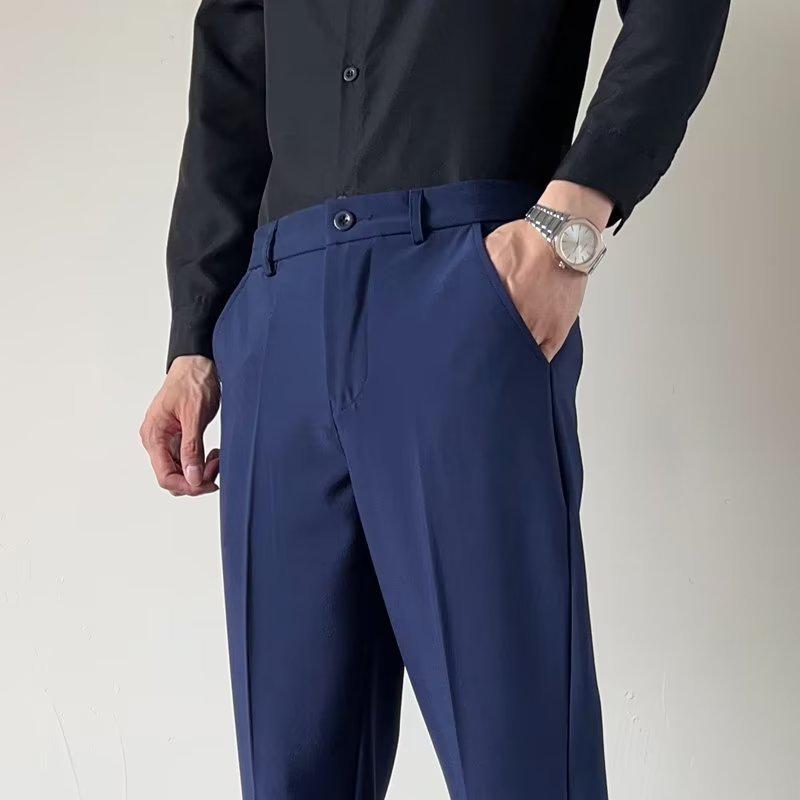 Men's Slim Black Stretch Nine-Point Business Trousers