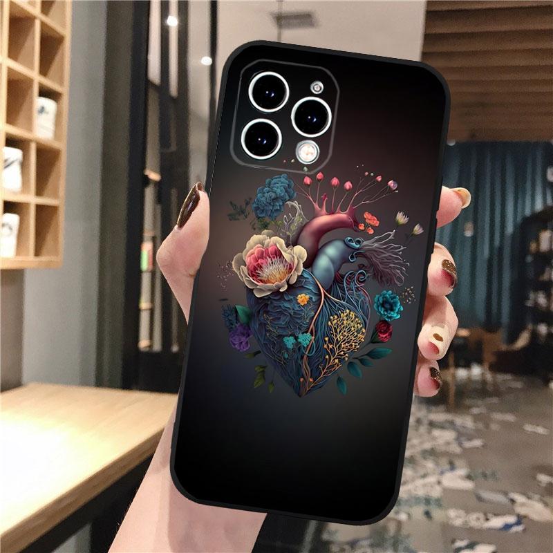 Чехол для телефона Heart Flower Art для iPhone 15 14 Pro Max 13 12 11 Pro Max XSMax XR 12 13 mini 14 Plus