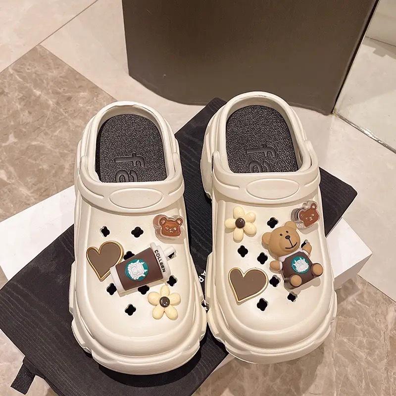 Женские летние 2024 года нескользящие пляжные сандалии Baotou на толстой подошве