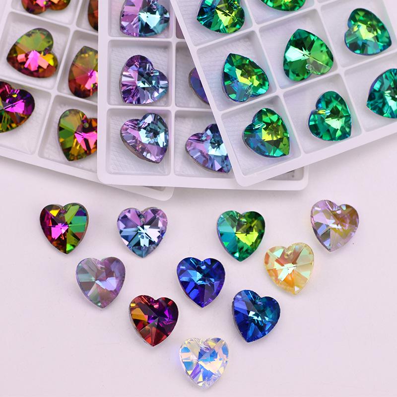 Heart Gem Crystal Rhinestone Pendant for DIY Earrings