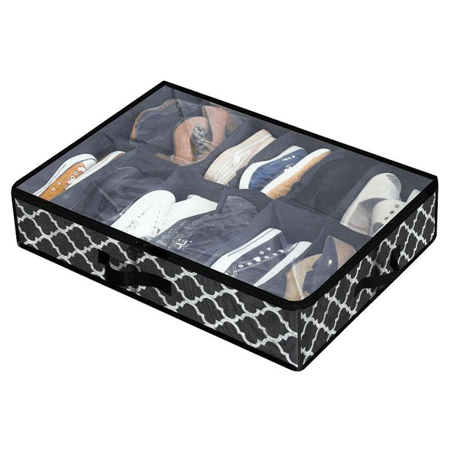 Under Bed Shoe Storage Organizer 1 Piece - Holds 12 to 16 Pairs Breathable Foldable with Transparent Window for Easy Viewing