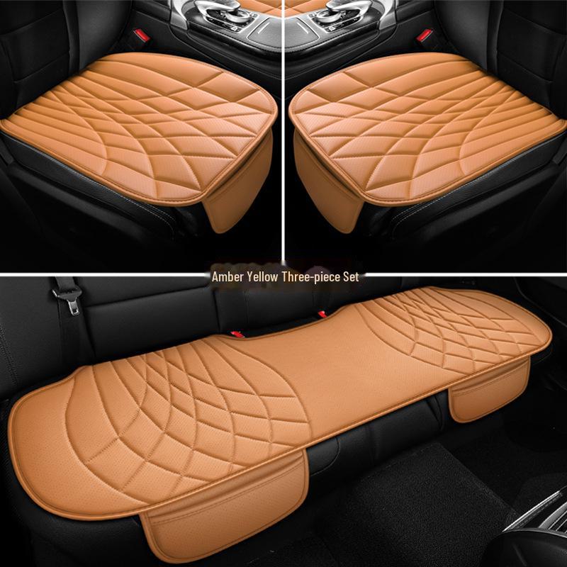 Универсальный комплект подушек для автомобильного сиденья из дышащей кожи наппа - 3 предмета, всесезонный, перфорированный, чехол для заднего сиденья, однокомпонентная подушка для маленького автомобиля