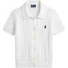 Polo Однотонный трикотажный топ с короткими рукавами и однобортной застежкой Женские топы Белый 211963486-001