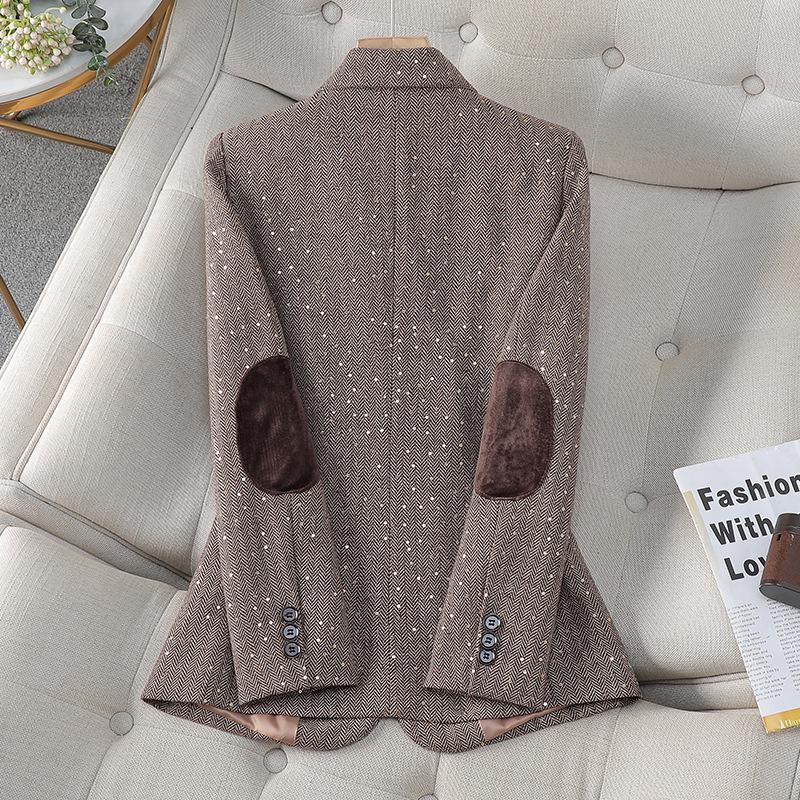 Sequined Spring and Autumn Jacket Women's Suit Women's Jacket Korean Version of Houndstooth Plaid Women's Small Suit Jacket