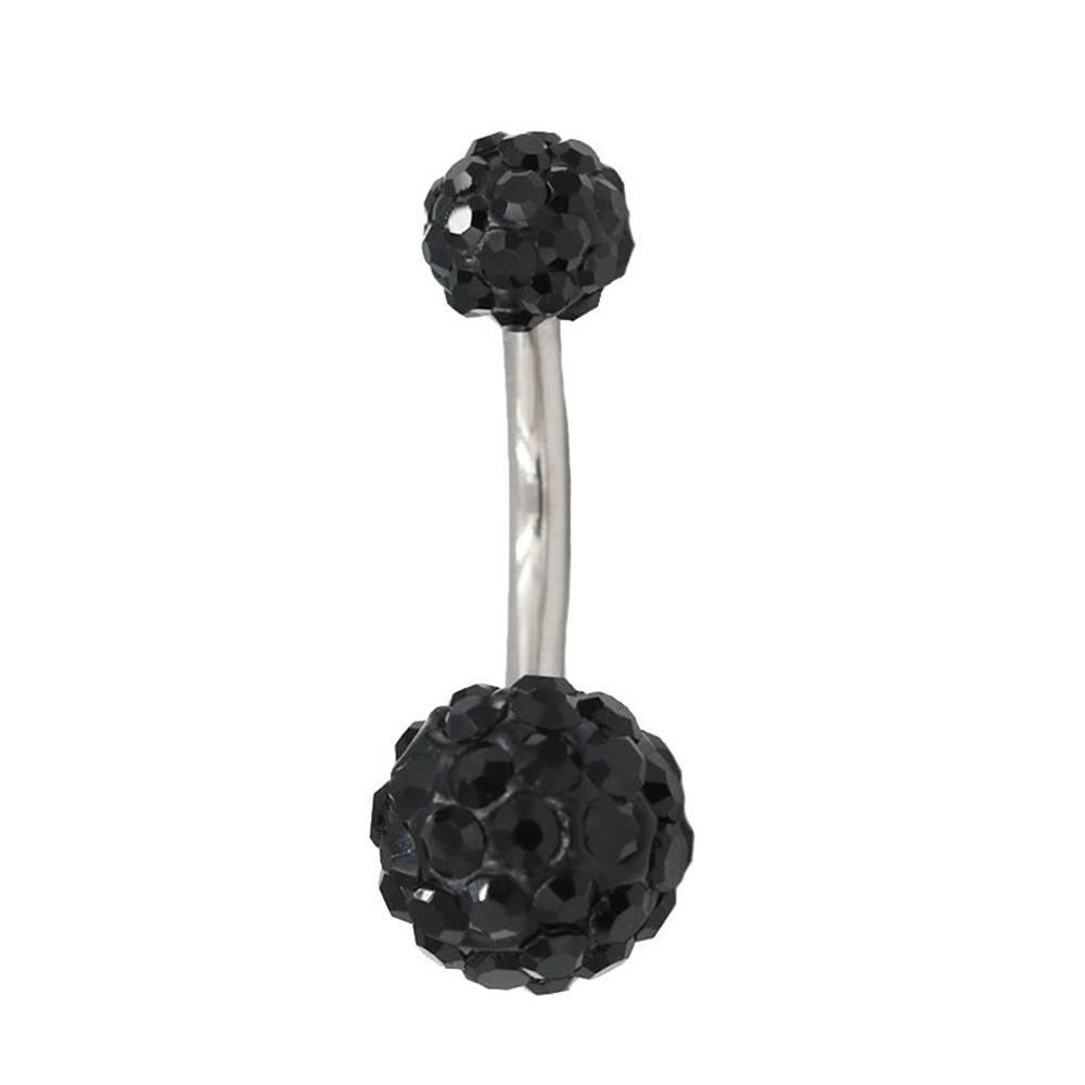 Zircon Crystal Ball Belly Button Rings Stainless Steel Shiny Body Jewelry  Accessories