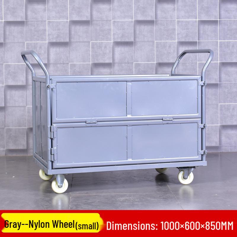 Stackable Guardrail Hand-Push Cart with Cover for Warehouse Logistics and Goods Handling