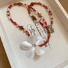 Ocean Style Shell Flower Necklace Beaded Ocean Style Neck Chain Stone Pendant Necklace  Girls