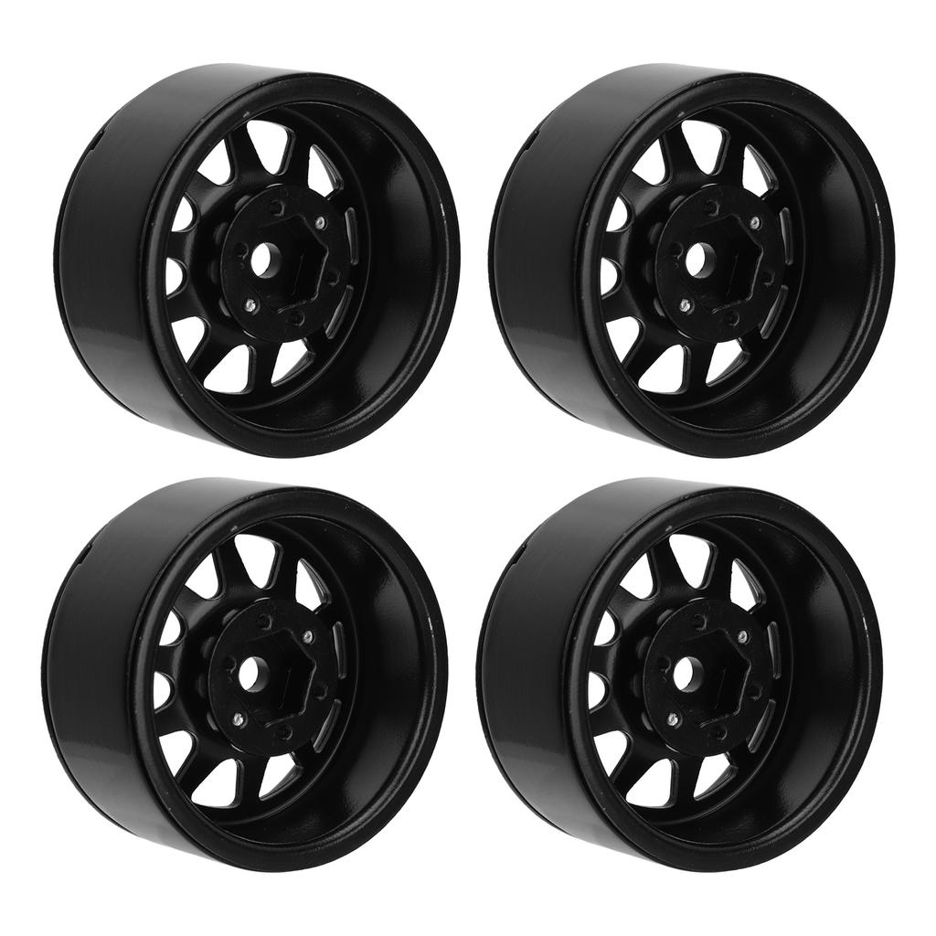 4PCS RC Wheel Rim Set Zinc Alloy Steel Universal 1.9 Inch 10 Rims RC Crawler Car Wheel Hub for Axial SCX10 II III Black