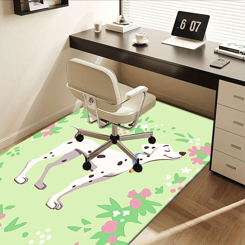 Office Rug Dalmatian, Floral theme 3D Printed Anti-Slip Rug-Machine Washable for Living Room