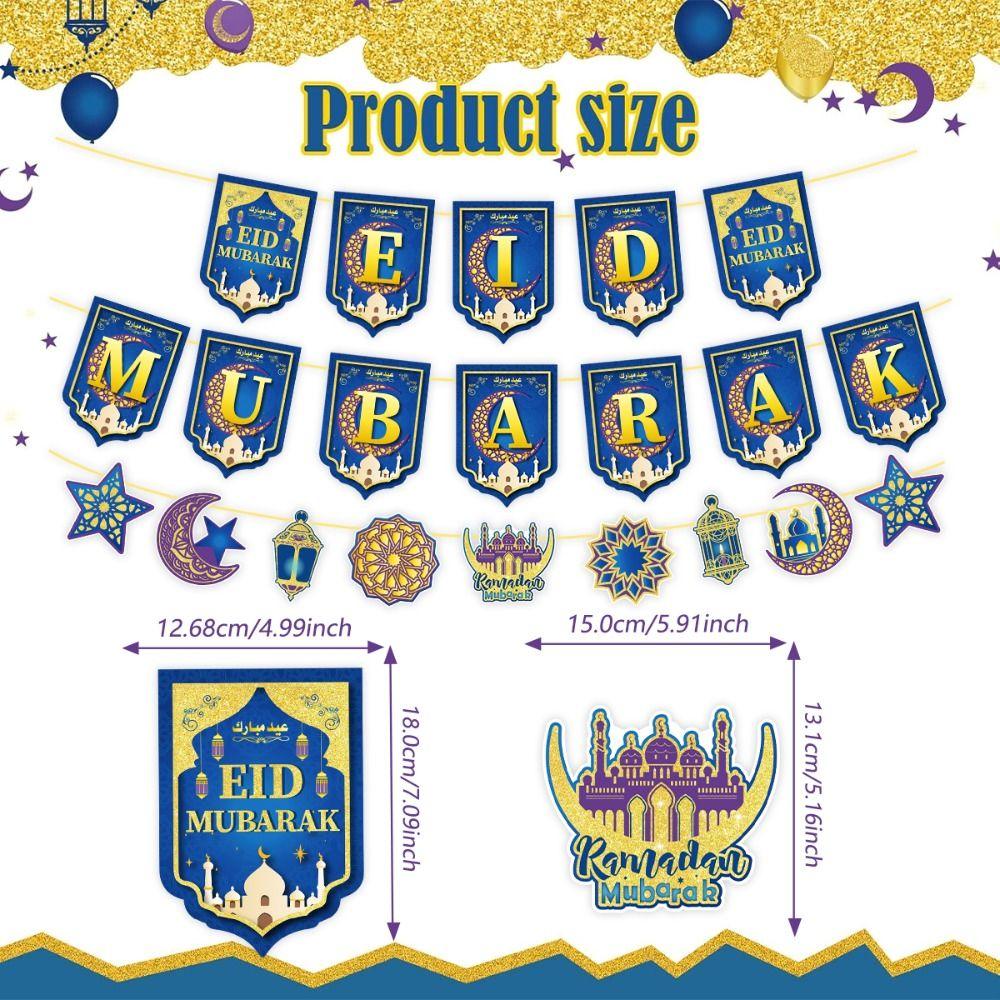 Islamic Muslim Eid Mubarak Banner Moon and Stars Ramadan Hanging Ornament  2026
