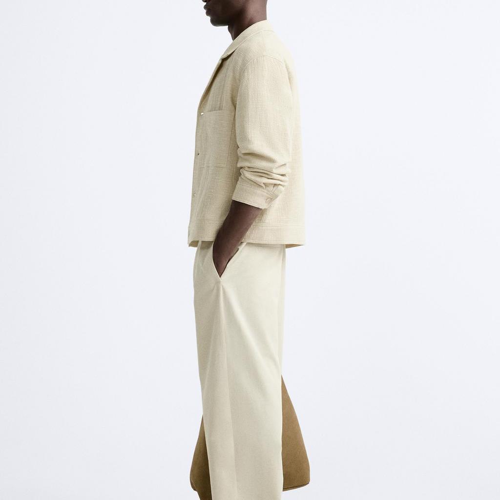 Zara Свободная куртка с V-образным вырезом и длинным рукавом Мужские куртки Off-White 6861301-712