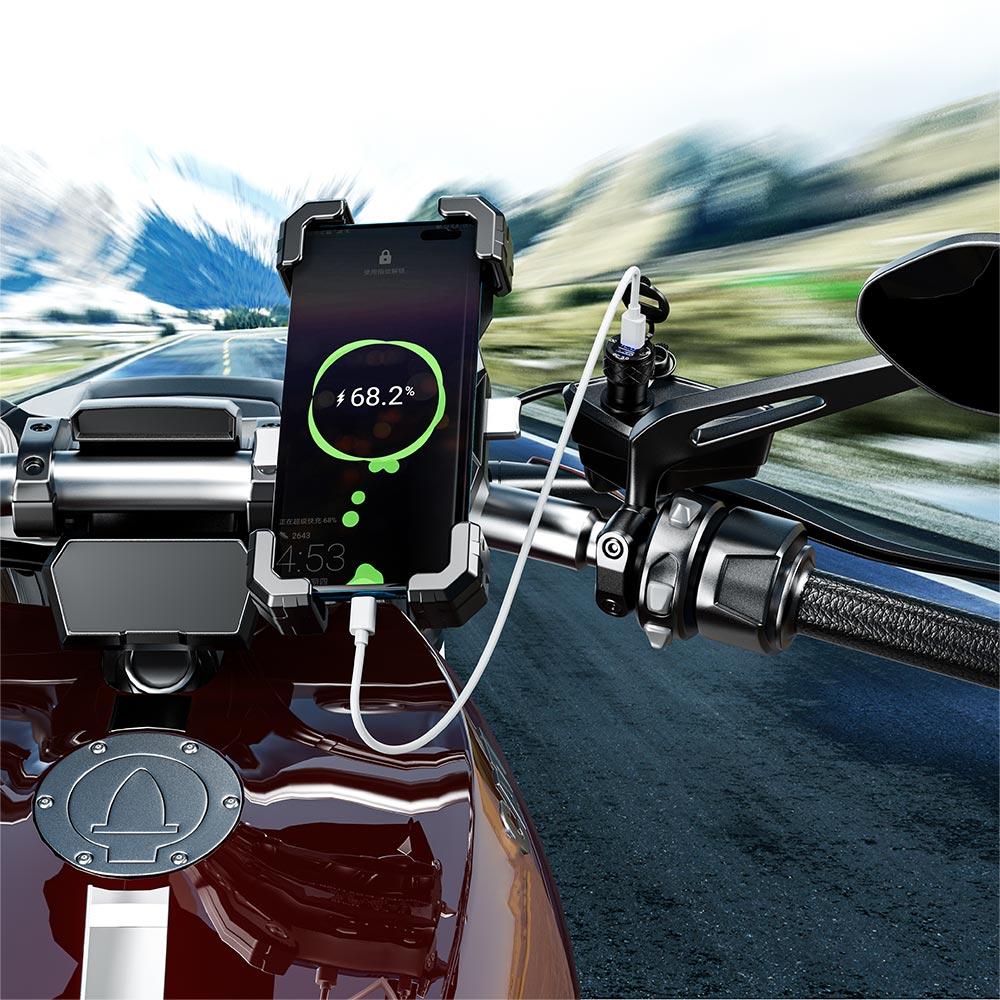 Алюминиевый сплав двойной автомобильный USB-разъем для зарядки QC3.0 светодиодный цифровой дисплей адаптер для BMW K1600B F800 GS R1200 RT для DIN Hella Plug