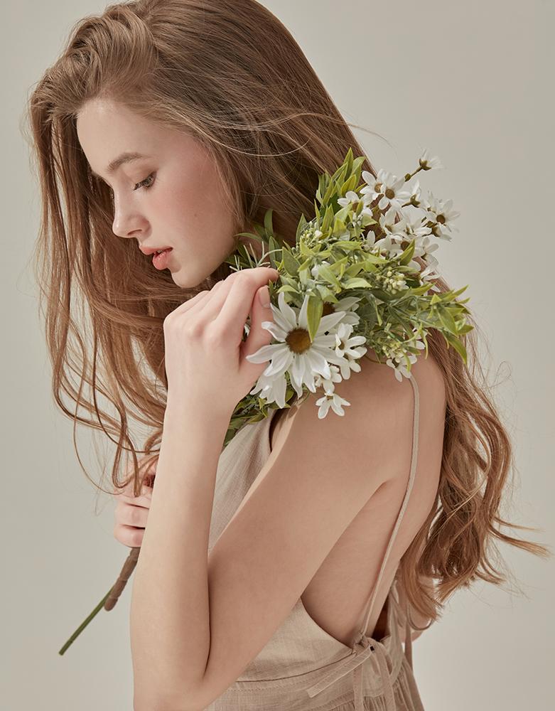 Bikini Bender Claire Ribbon Tie Long Dress - Beige