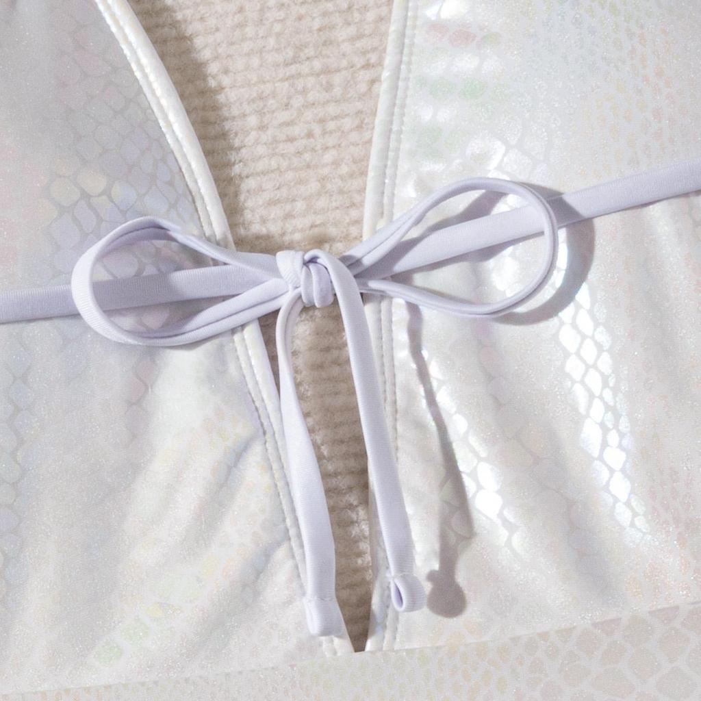 Женский сексуальный треугольный раздельный бикини-костюм, комплект, завязывающиеся по бокам стринги, купальник на одно плечо, эластичный