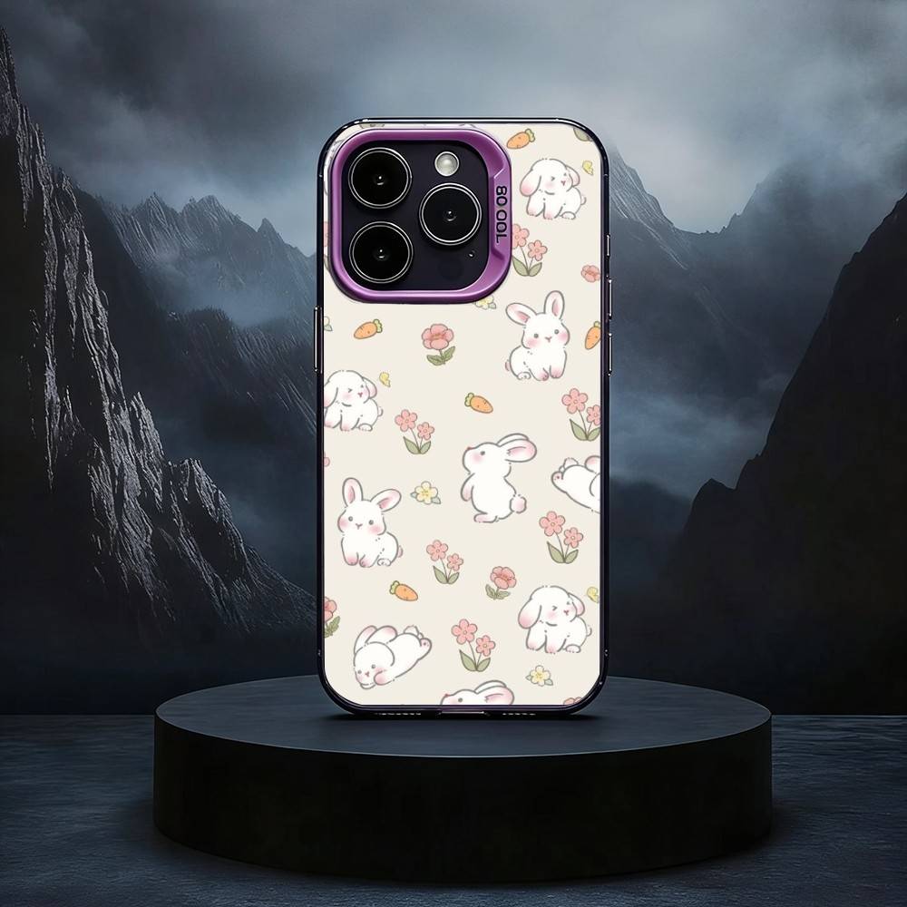 Милый R-Заяц Чехол для телефона iPhone17,16,15,14,13,12,11 Plus,Pro Max Черный Конфетный серебристый чехол для телефона