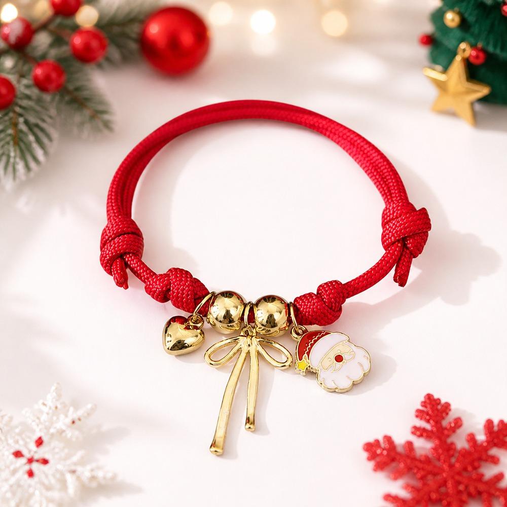 Cartoon Pendant Bracelet Santa Claus Handmade Hand Strap Christmas Braided Hand Chain New Year